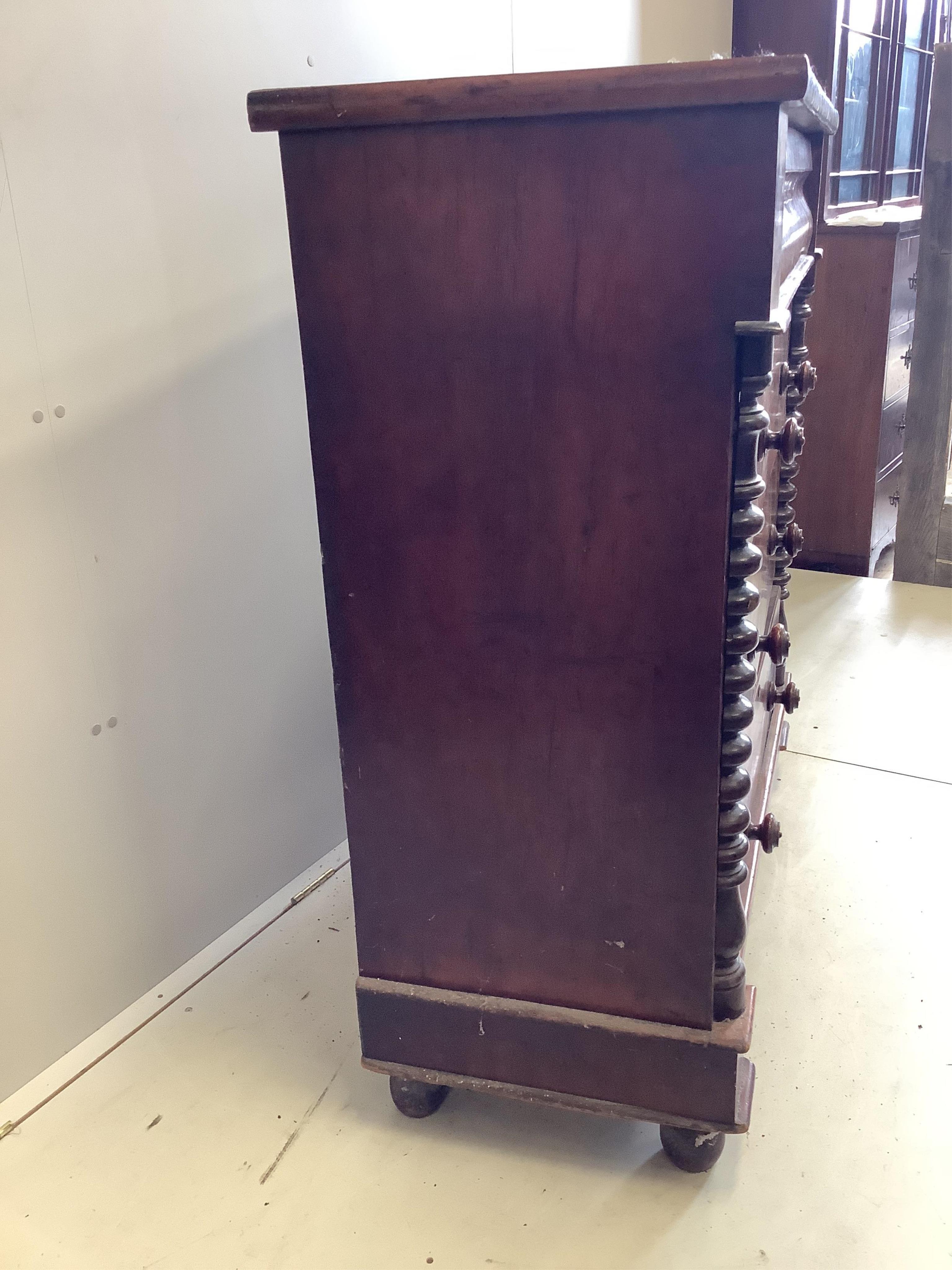 A Victorian mahogany Scottish chest of drawers, width 111cm, depth 50cm, height 122cm. Condition - poor-fair